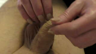 POV foreskin playing with Limp Dick and in MedicalGlove